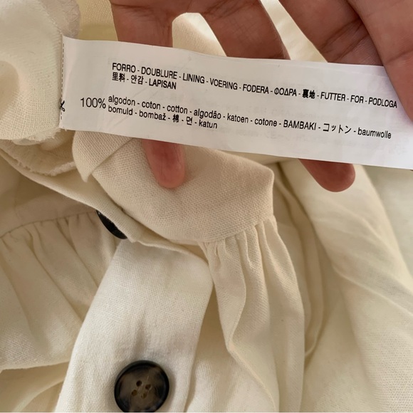 Zara TRF Trafaluc linen viscose cotton midi ivory white dress with buttons - Picture 12 of 12